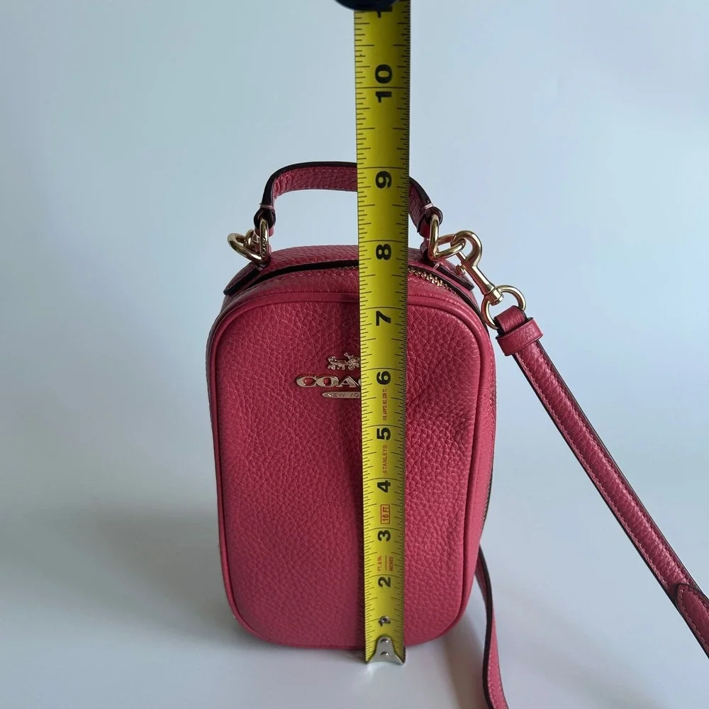 Coach Eva‎ Watermelon Pink Pebbled Leather Crossbody Bag Excellent